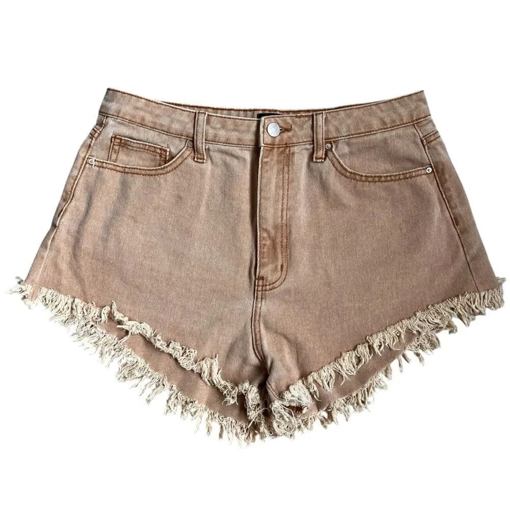 SIMPLE SOCIETY Fringe Hem Denim Shorts Size 31